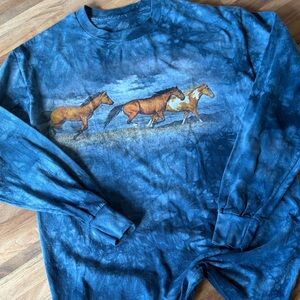 Vintage THE MOUNTAIN Blue Tie-Dye Long Sleeve Tee 100% Cotton